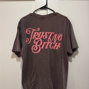 TRUST NO B*TCH LA Designer Graphic Tee with Pink